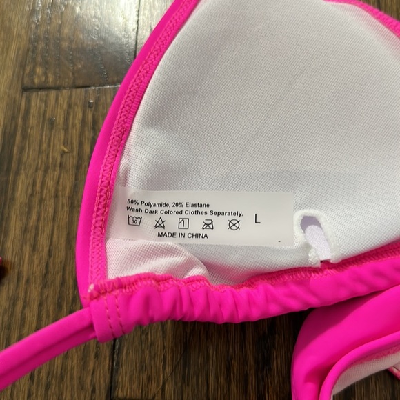 Hot Pink 2 Piece Women’s Triangle High Cut Bikini Swimsuit Set Size Large - Picture 7 of 13